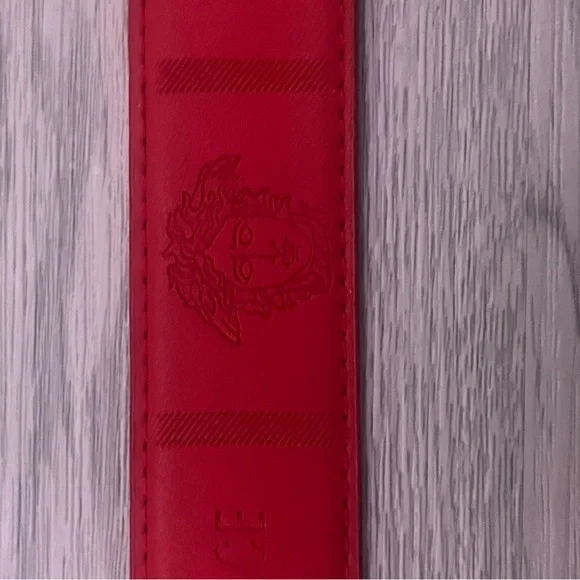 Versace Red Belt with Gold Medusa Buckle - Picture 7 of 8